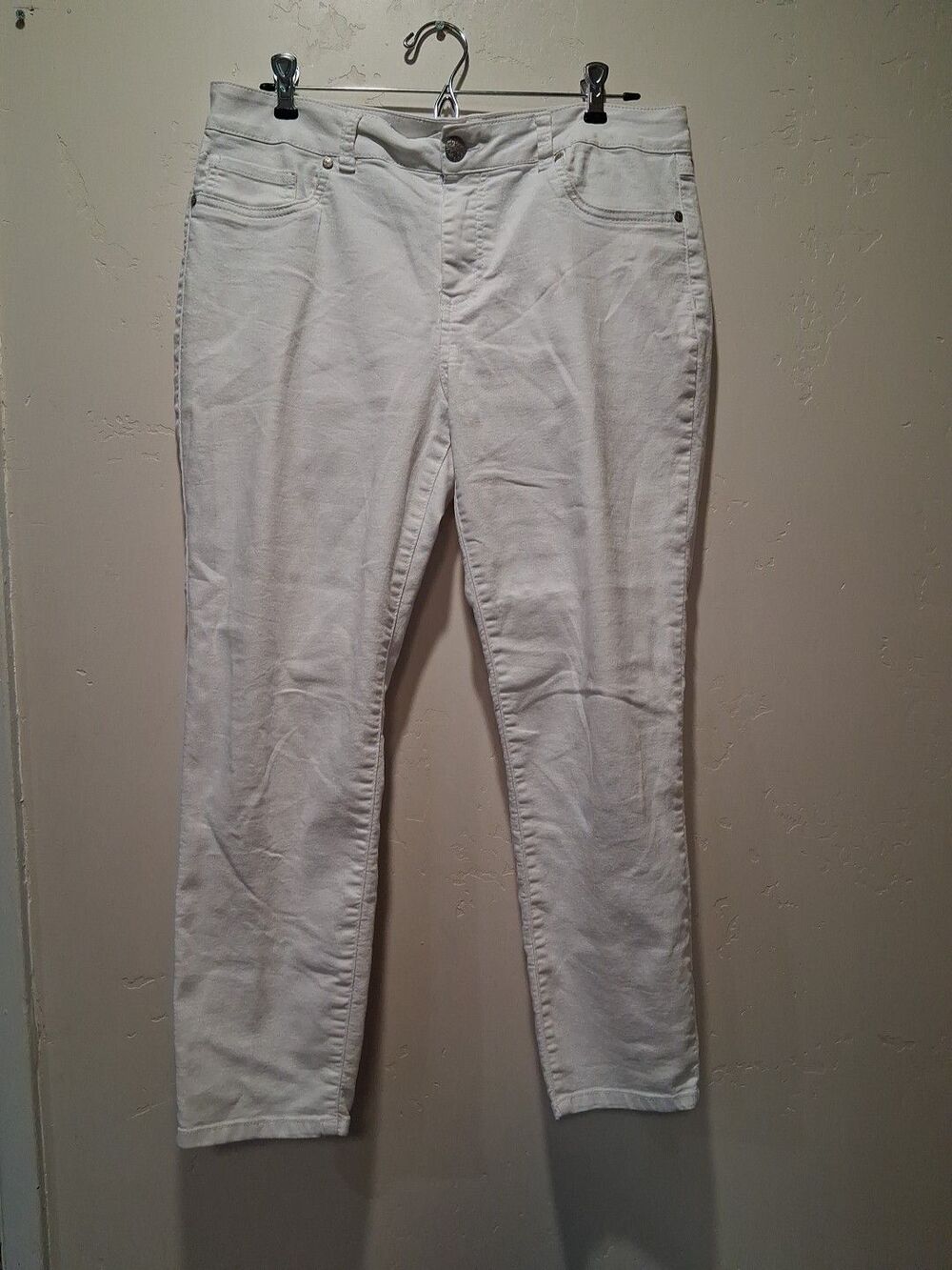 D Jeans Twill High Waist Ankle Jeans Size 14 White Stretch Skinny Coast Boho
